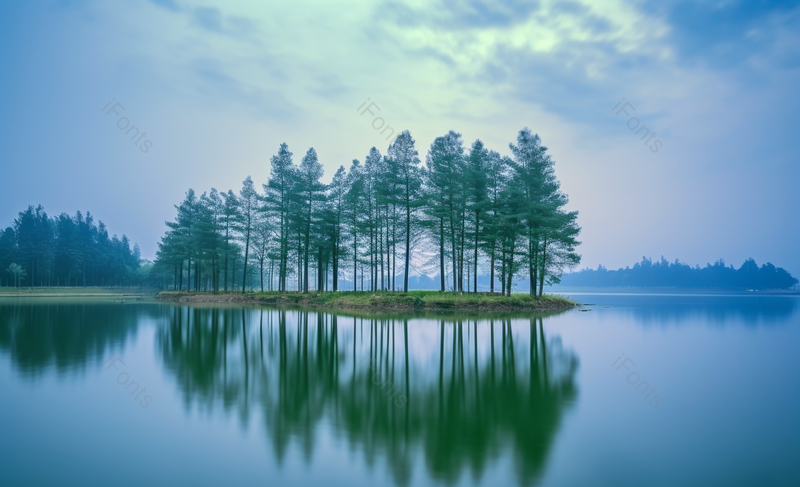 蓝天白云下的唯美湖光山色湖水自然美景,高清,摄影图,摄影图片,图片大全,摄影图免费下载
